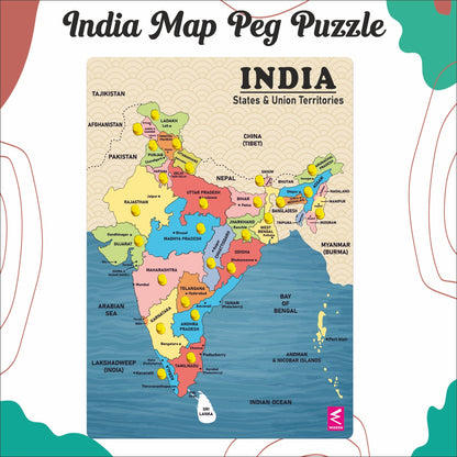 Wooden India Map Peg Board Puzzle