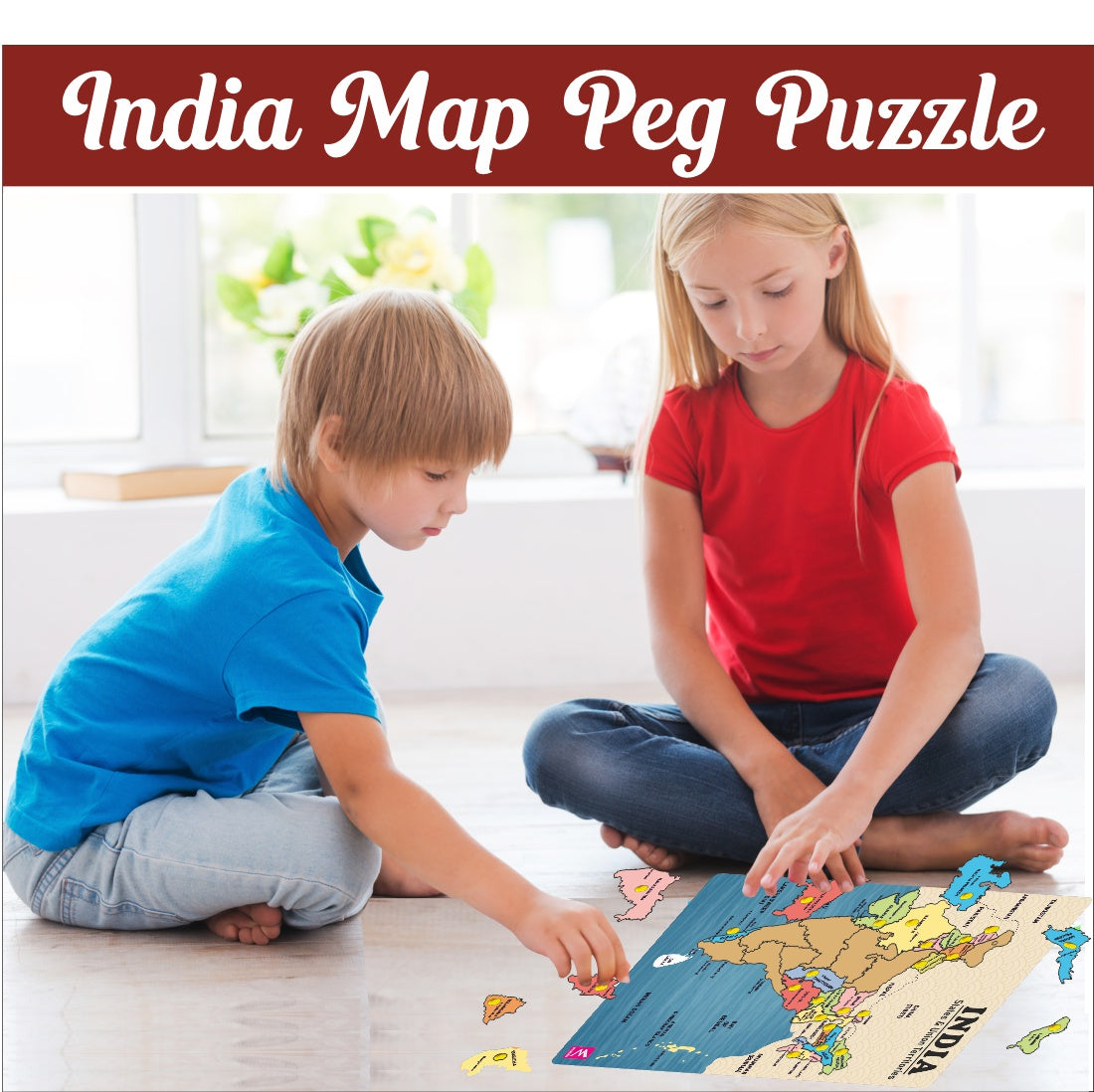 Wooden India Map Peg Board Puzzle