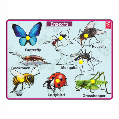 Wooden Insects Peg Board Puzzle- 12*9 inch