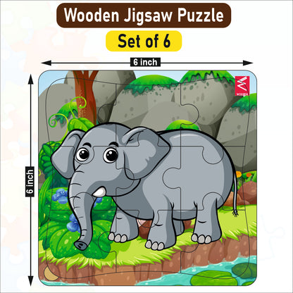 Wooden Jigsaw puzzle -6*6 inch-Set of 6