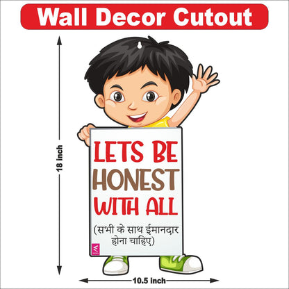 Wooden(MDF) Wall Decor Cutout for kids- Lets be honest  -Learning through Fun design - 12*18 inch