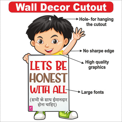 Wooden(MDF) Wall Decor Cutout for kids- Lets be honest  -Learning through Fun design - 12*18 inch