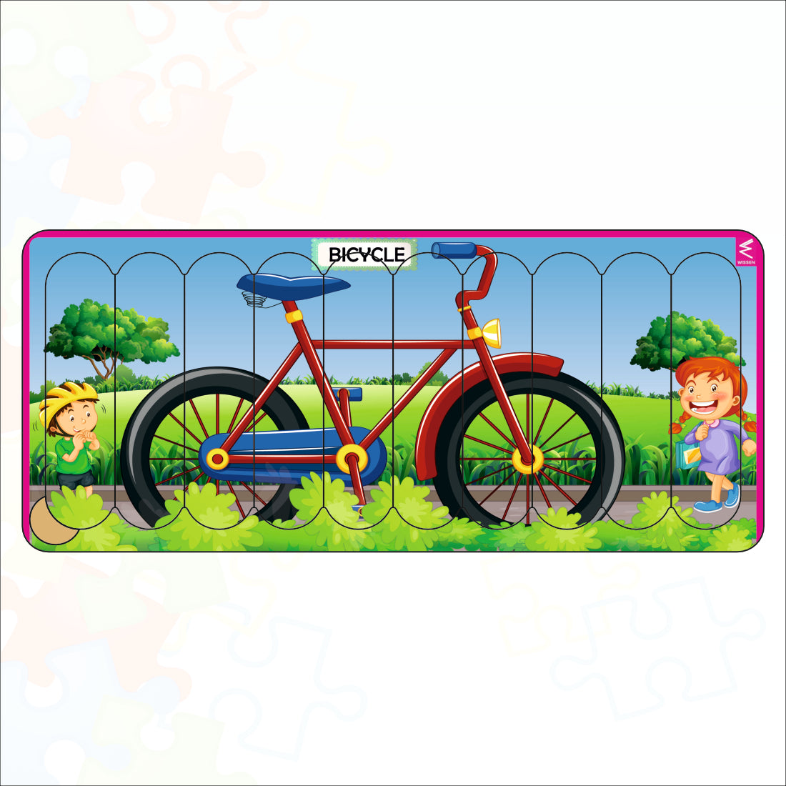 Wooden Strip Puzzle -My bicycle Design  -9*4 inch