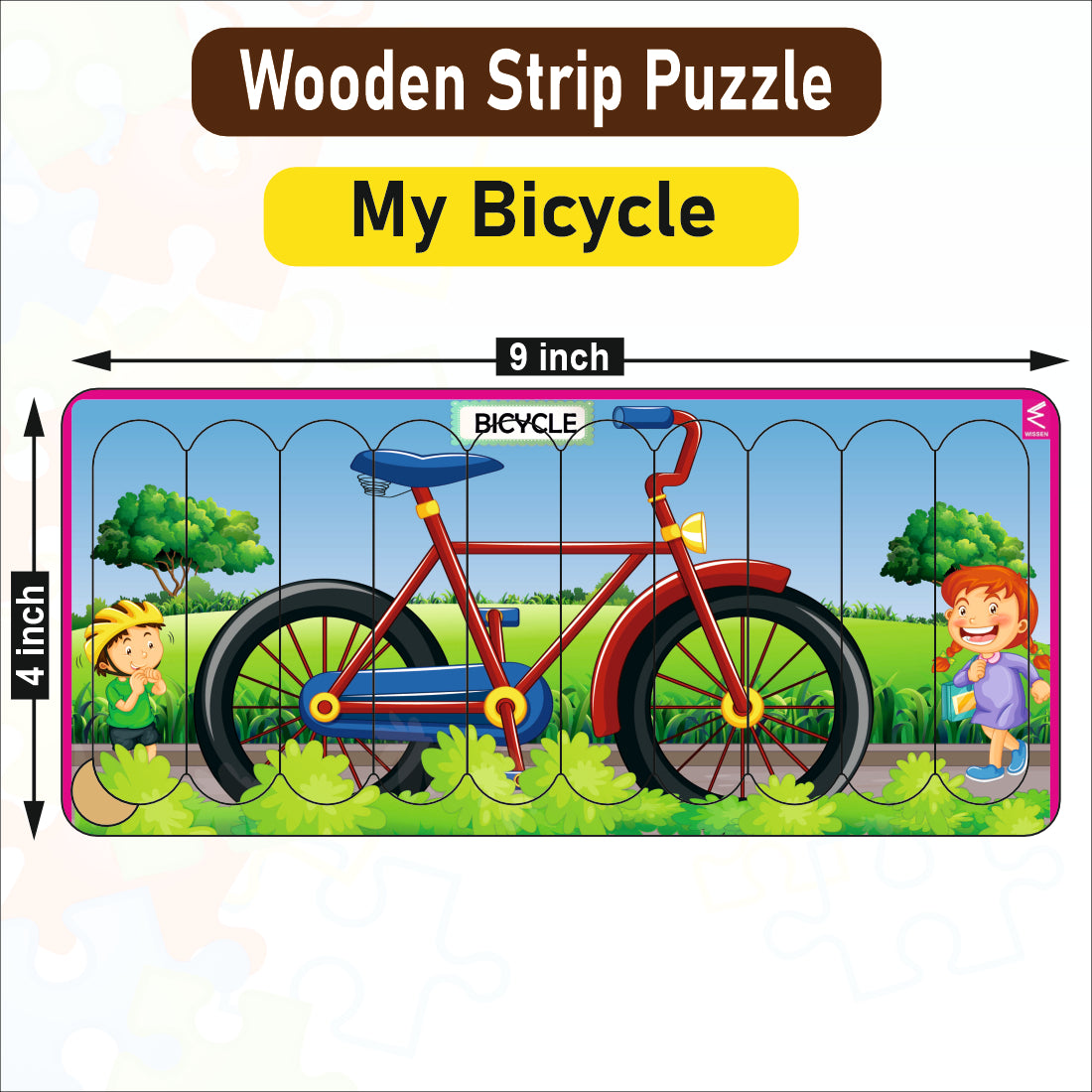 Wooden Strip Puzzle -My bicycle Design  -9*4 inch