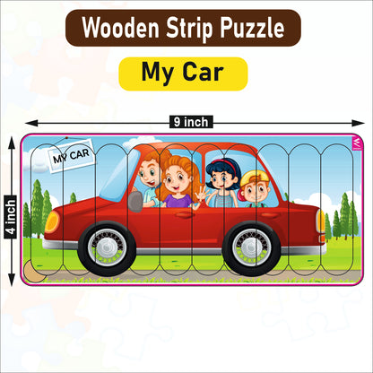 Wooden Strip Puzzle -My Car Design  -9*4 inch