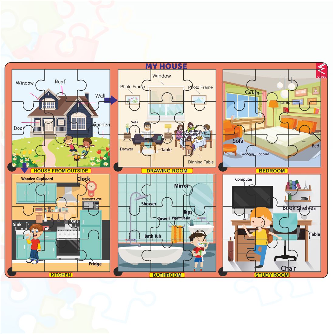 Wooden My House Big size Jigsaw Puzzle- 12*18 inch