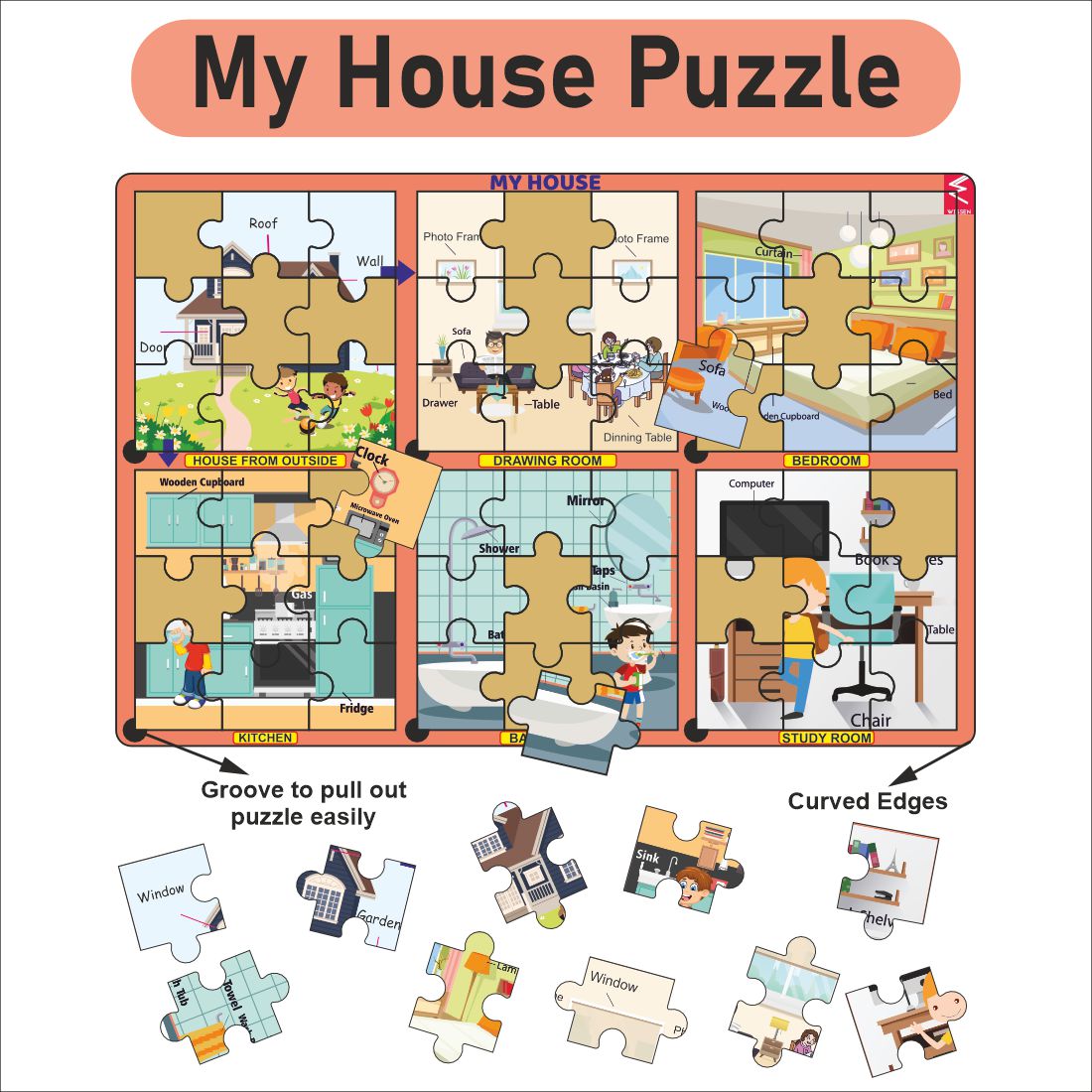 Wooden My House Big size Jigsaw Puzzle- 12*18 inch