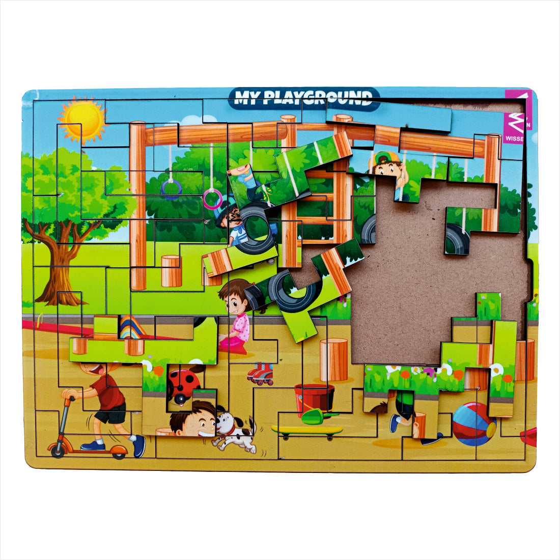 My Playground Theme Wooden Geometric Puzzle for Kids- Size-12*9 inch