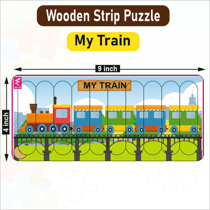 Wooden Strip Puzzle -My Train Design  -9*4 inch