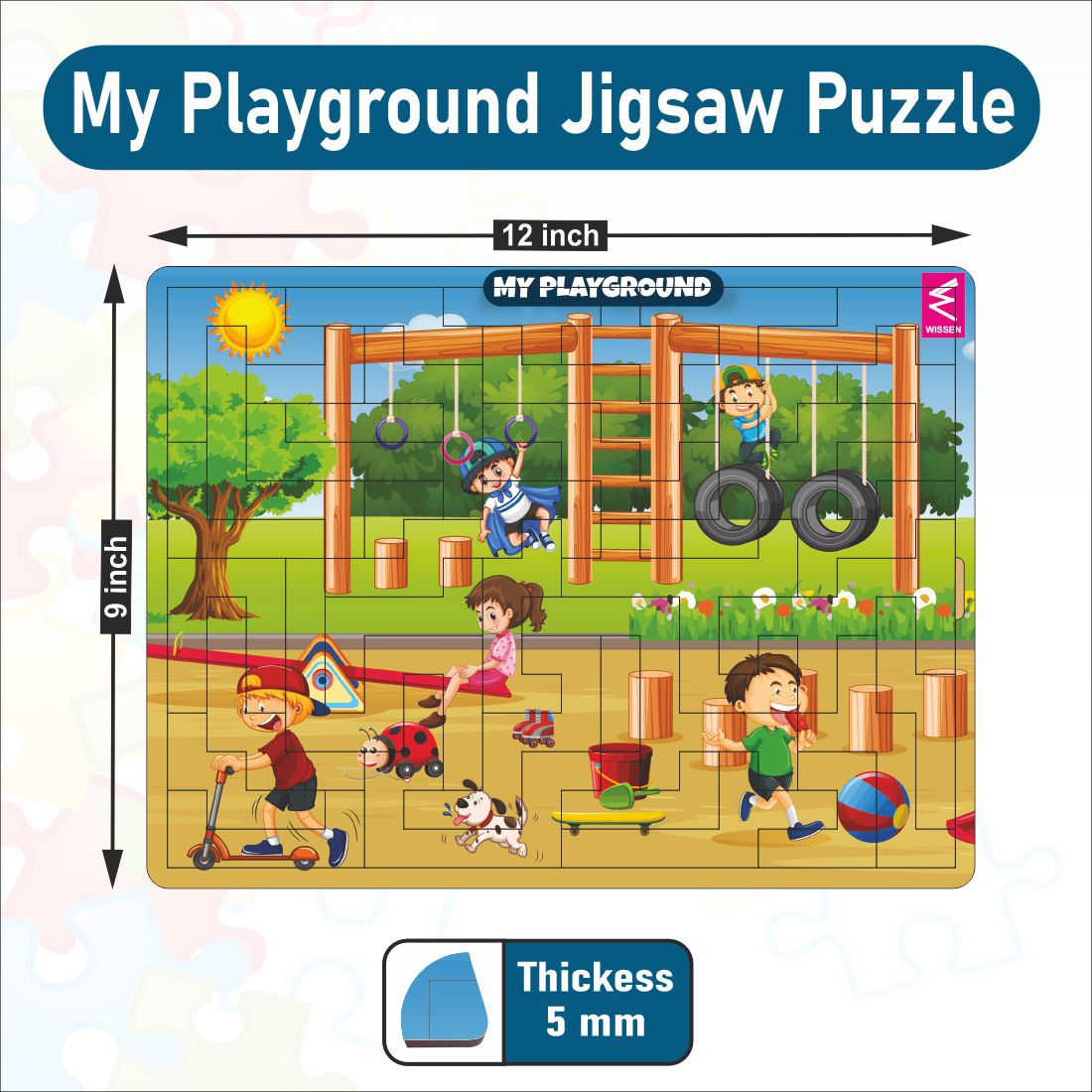 My Playground Theme Wooden Geometric Puzzle for Kids- Size-12*9 inch