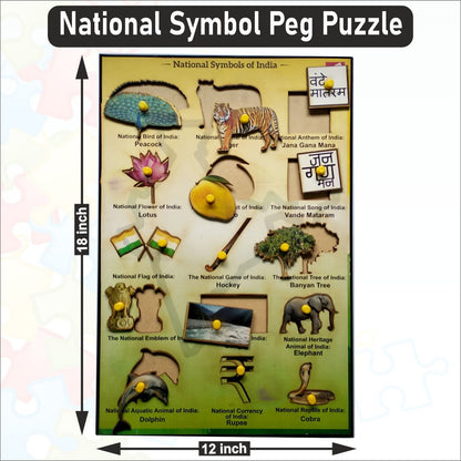 Wooden National Symbols Peg Board Puzzle- 12*18 inch