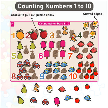 Wooden Number Counting 1-10 puzzle board game- 12*18 inch