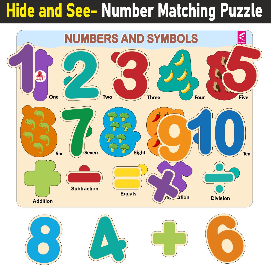 Wooden Hide and See Number 1-10 Counting Puzzle