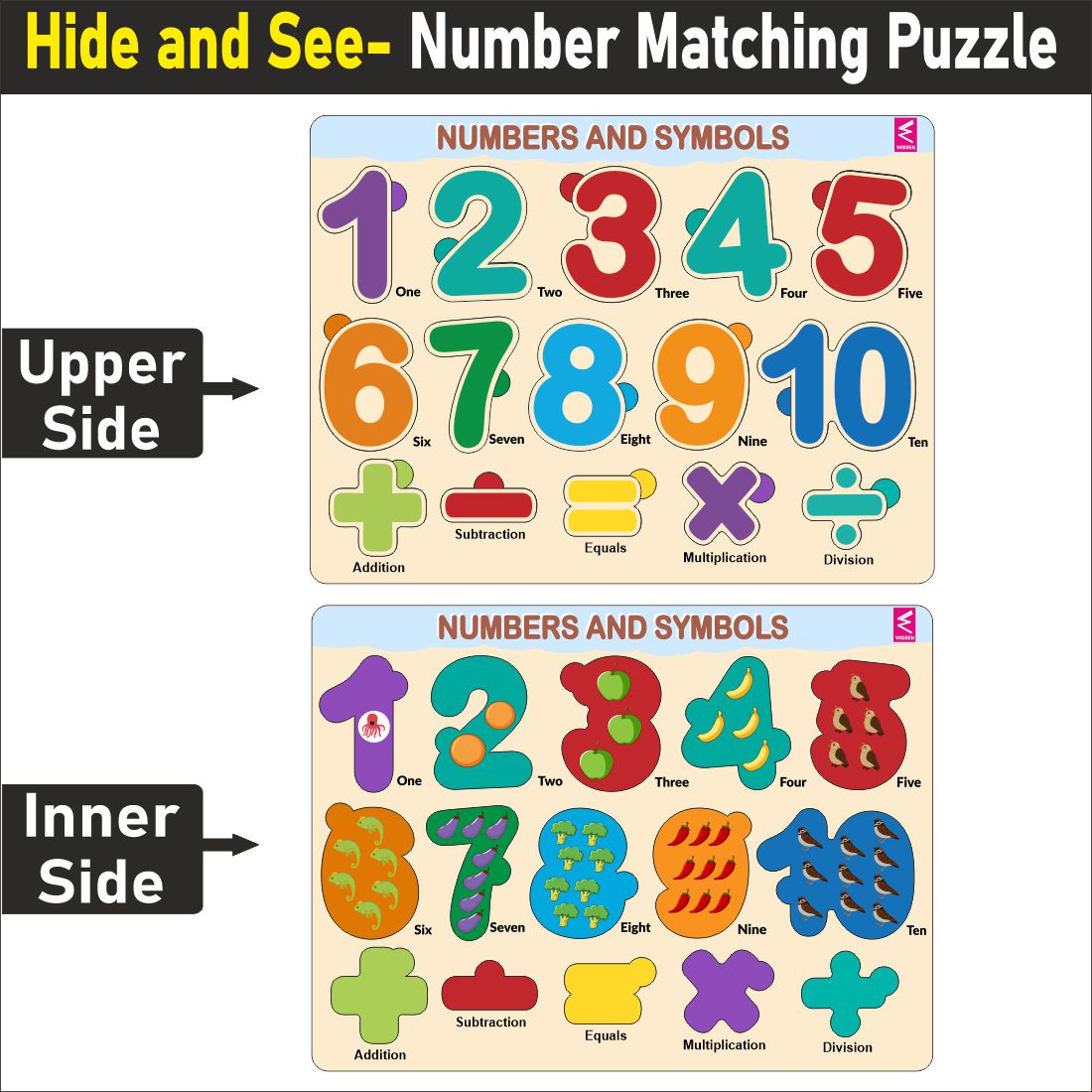 Wooden Hide and See Number 1-10 Counting Puzzle