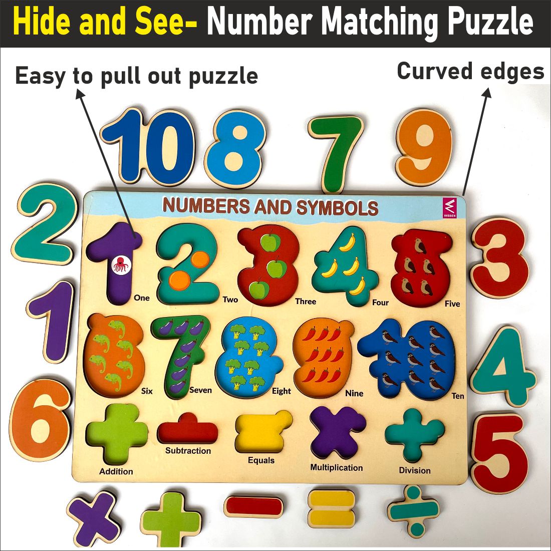 Wooden Hide and See Number 1-10 Counting Puzzle