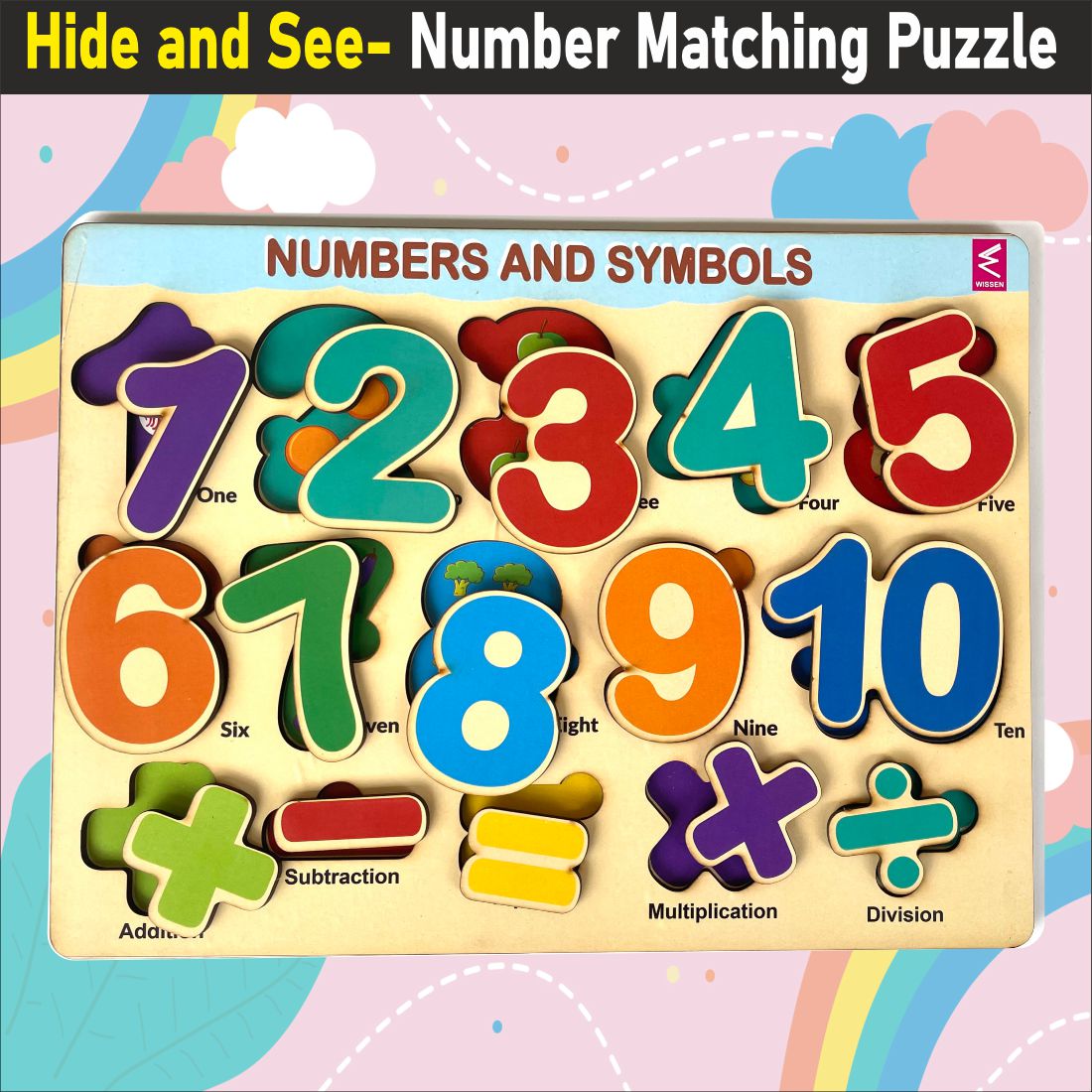 Wooden Hide and See Number 1-10 Counting Puzzle