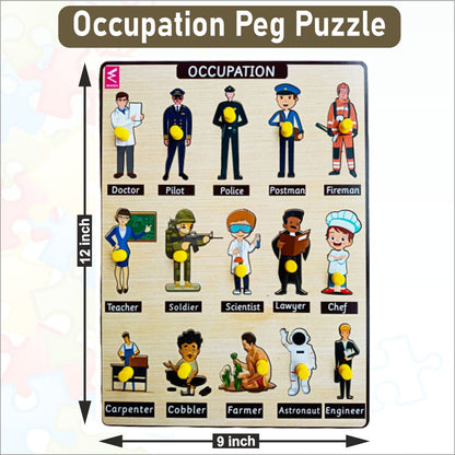 Wooden Occupation peg board puzzle- 12*9 inch