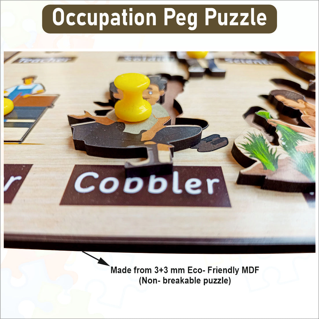 Wooden Occupation peg board puzzle- 12*9 inch