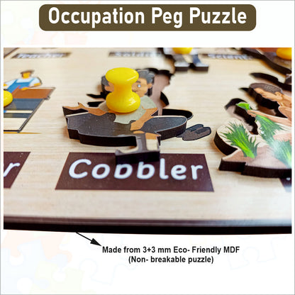 Wooden Occupation peg board puzzle- 12*9 inch