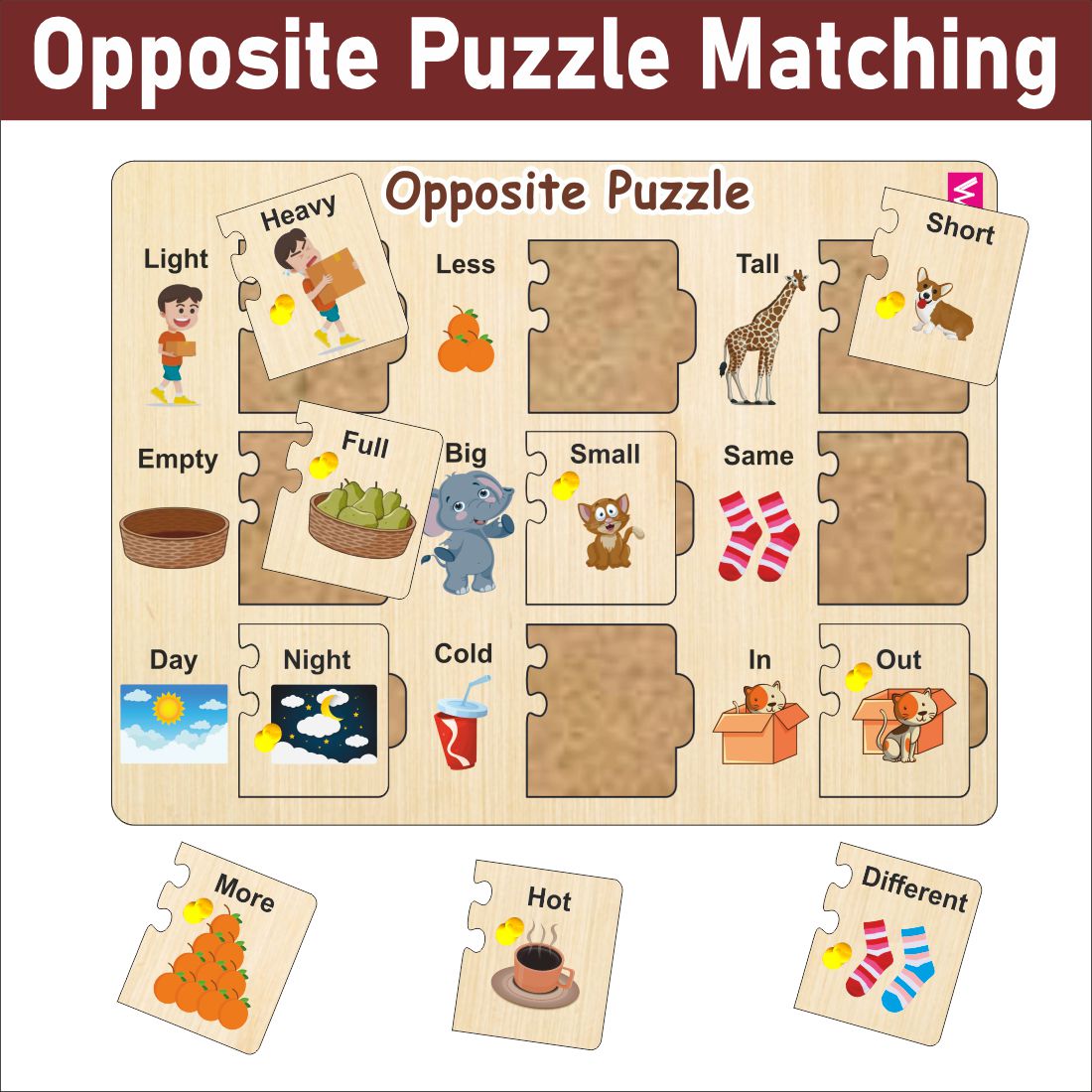 Wooden Self Correcting Opposite puzzle for kids