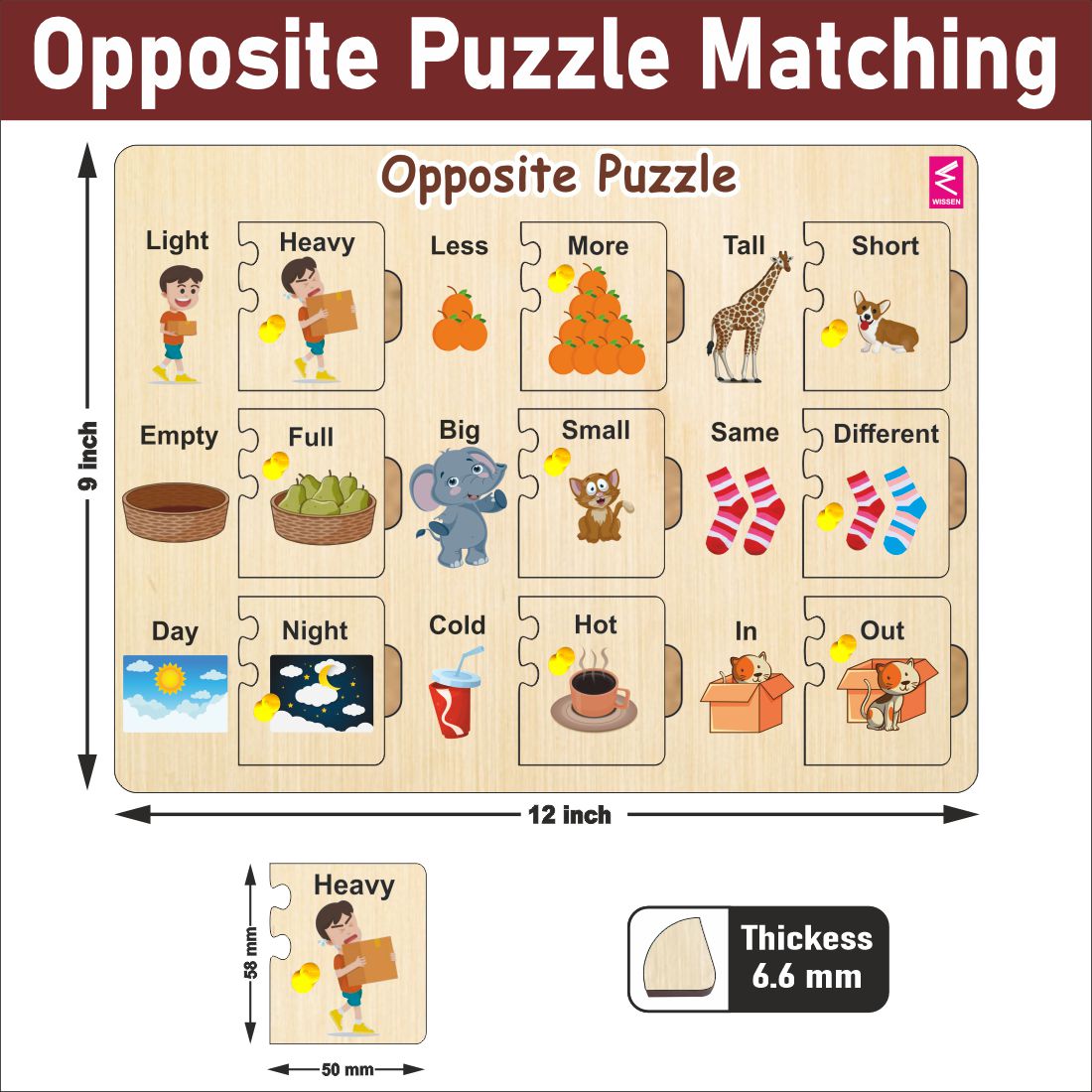 Wooden Self Correcting Opposite learning peg board puzzle