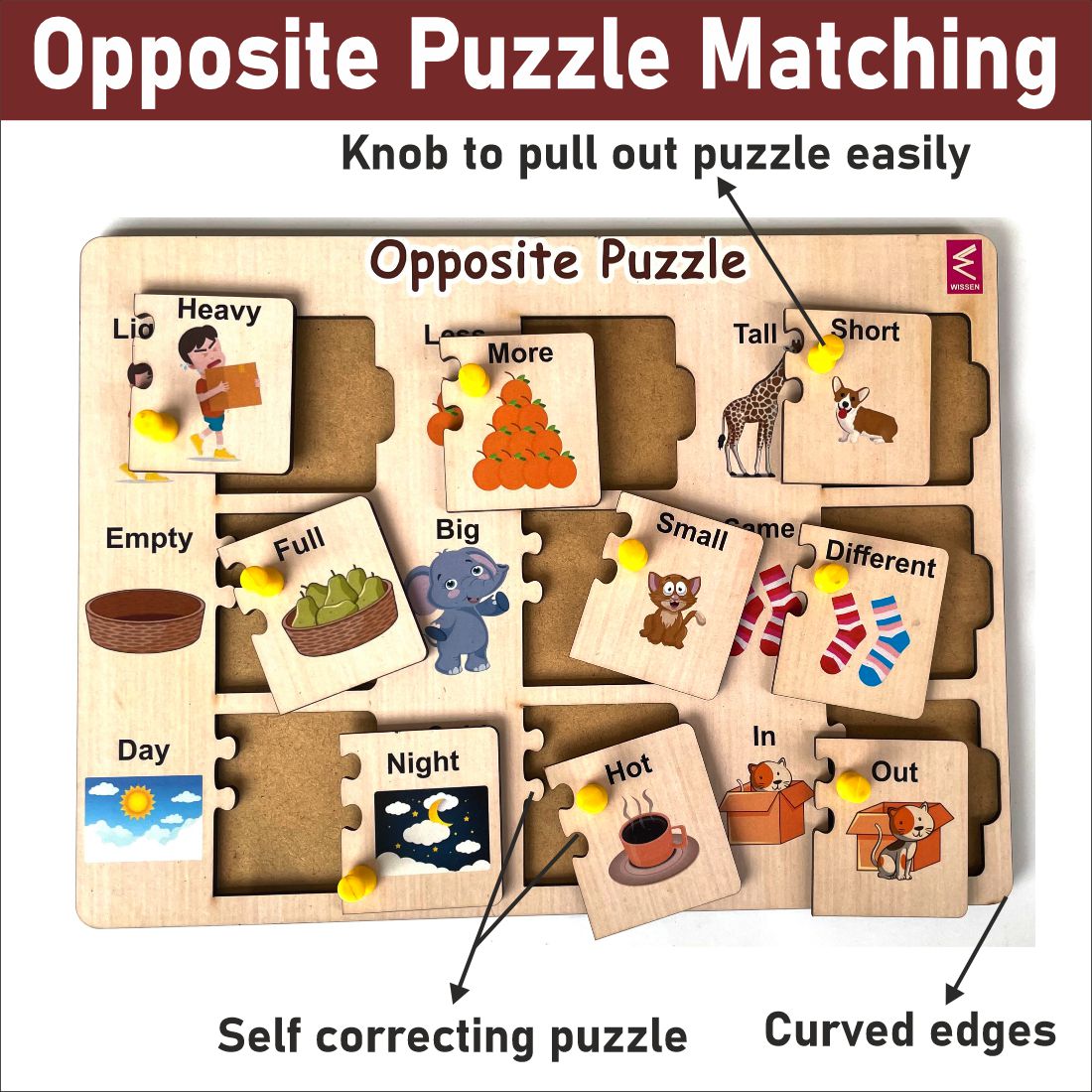 Wooden Self Correcting Opposite puzzle for kids