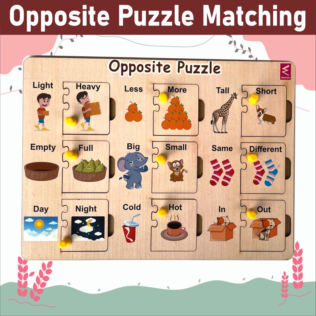 Wooden Self Correcting Opposite learning peg board puzzle