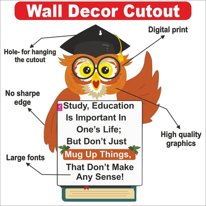 Wooden(MDF) Wall Decor Cutout for kids-Don’t Mug Up -Learning through Fun design - 12*18 inch