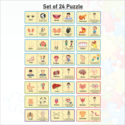 Wooden Parts of Body Self Correcting Matching Puzzle for kids