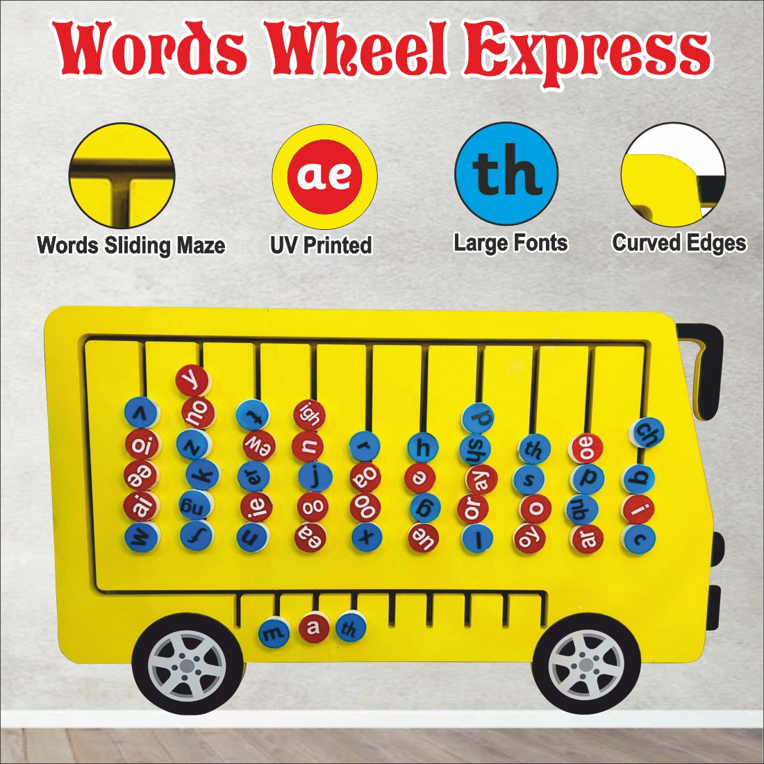 Wooden Words Wheel Express Phonetic word making game -2*3 ft