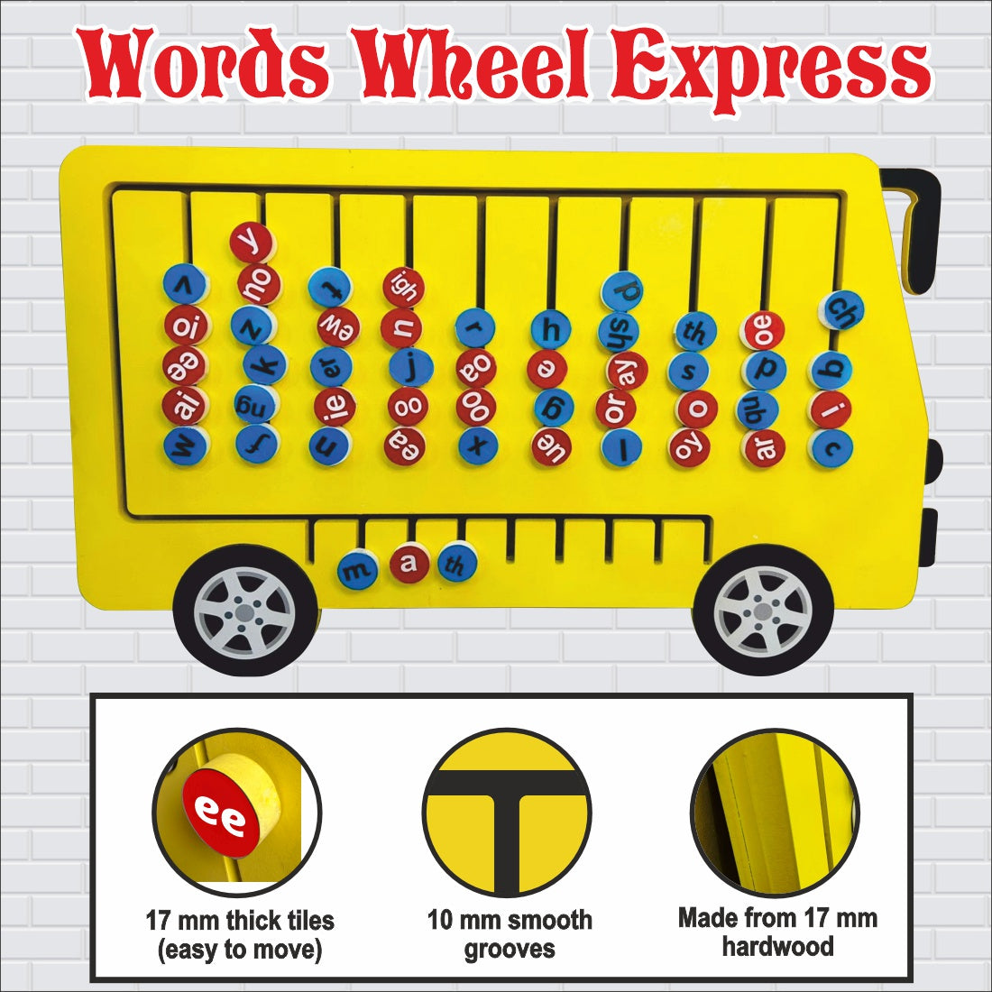 Wooden Words Wheel Express Phonetic word making game -2*3 ft