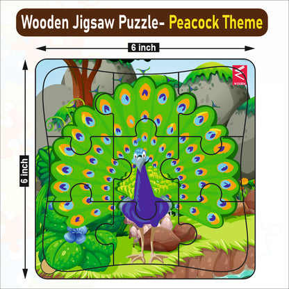 Wooden jigsaw Puzzle- 6*6 inch Peacock Theme