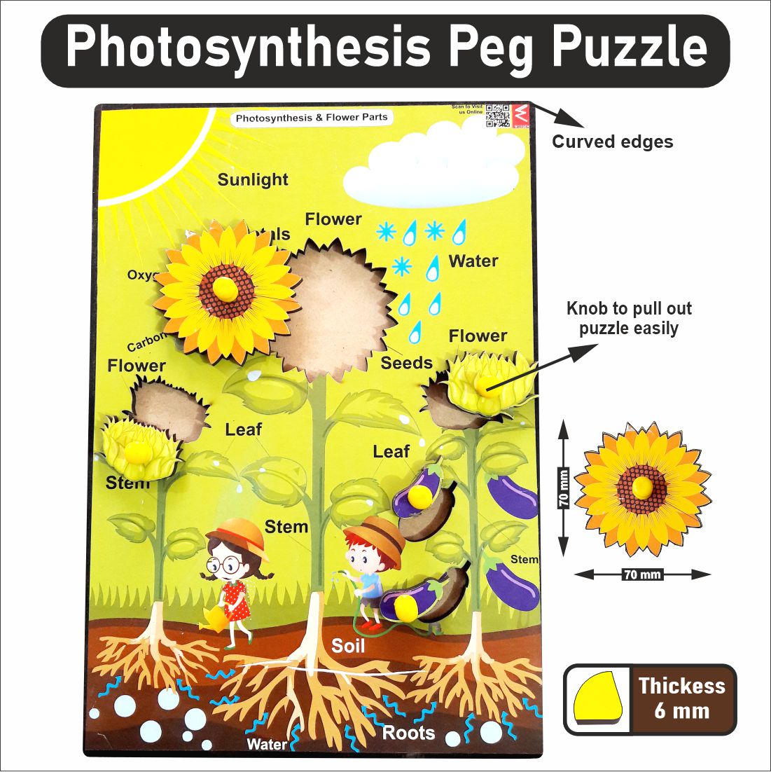 Wooden Photosynthesis Peg Board Puzzle- 12*18 inch