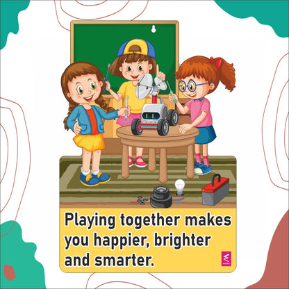 Wooden(MDF) Wall Decor Cutout for kids- Playing together makes you happier -Learning through Fun design - 12*18 inch