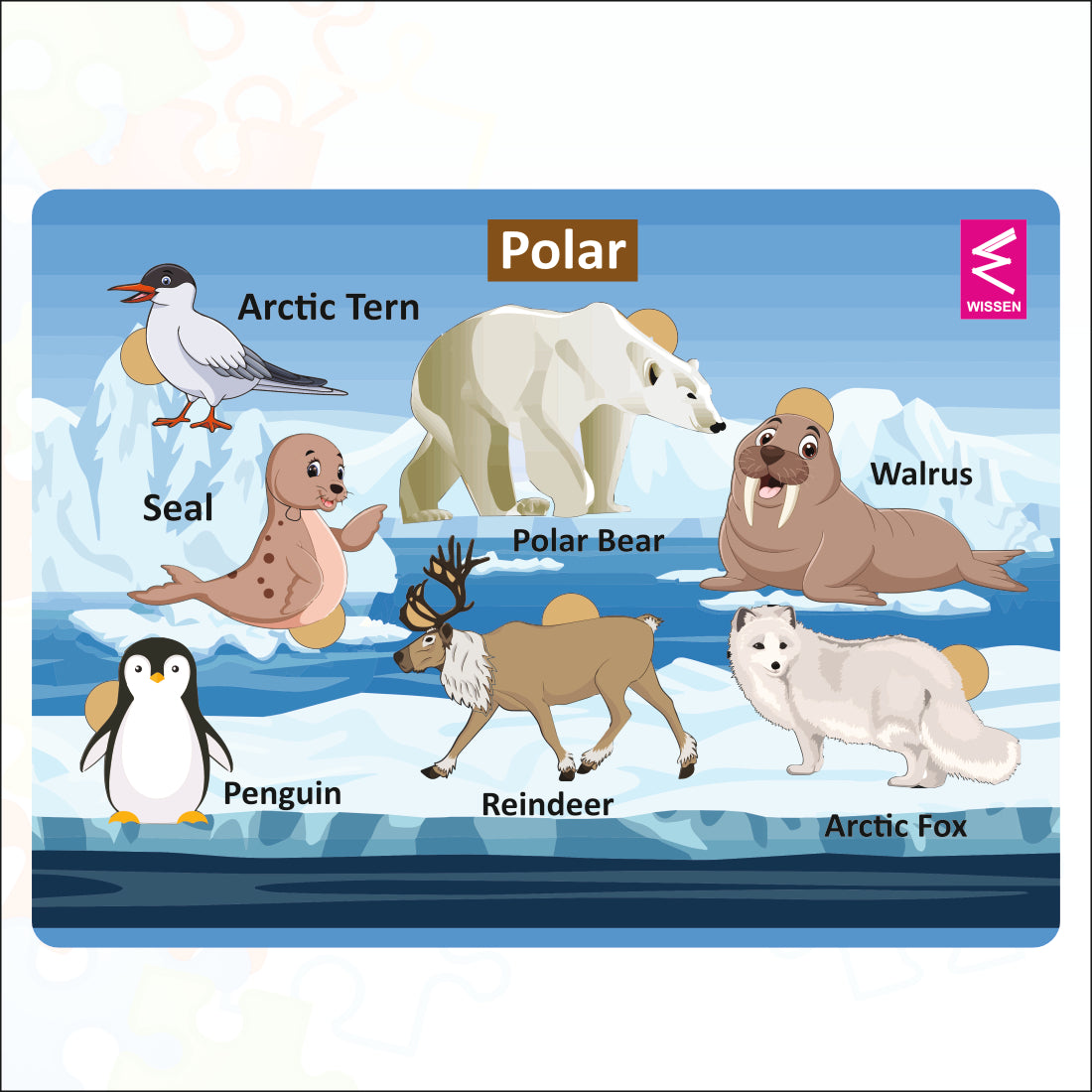 Wooden Polar Habitat Learning Puzzle board game for kids