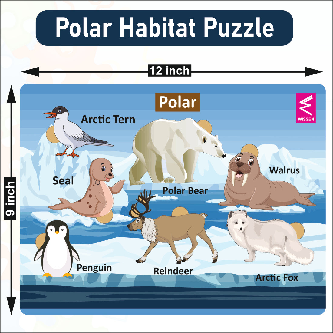 Wooden Polar Habitat Learning Puzzle board game for kids