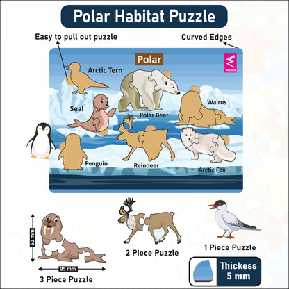 Wooden Polar Habitat Learning Puzzle board game for kids