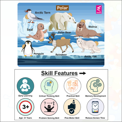 Wooden Polar Habitat Learning Puzzle board game for kids