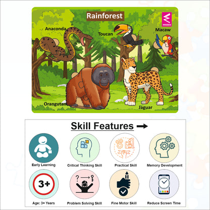 Wooden Rainforest Habitat Learning Puzzle board game for kids