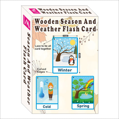 Wooden (MDF) Season and Weather Learning Flash card with lacing thread.