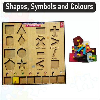 Wooden Shape and Symbol Peg Board Puzzle- 12*12 inch