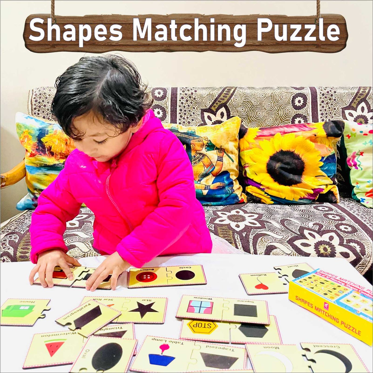 Wooden Shapes and Objects Matching Puzzle for kids-