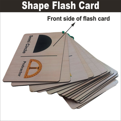 Wooden (MDF) Shapes Learning Flash card with lacing thread.