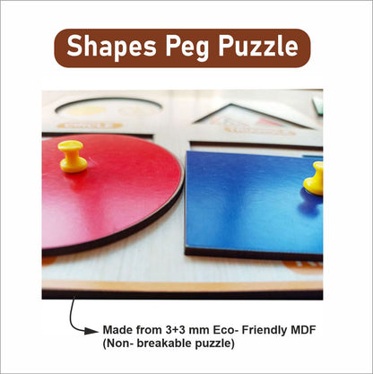 Wooden Hide and See Shape  Peg Board Puzzle- 9*9 inch