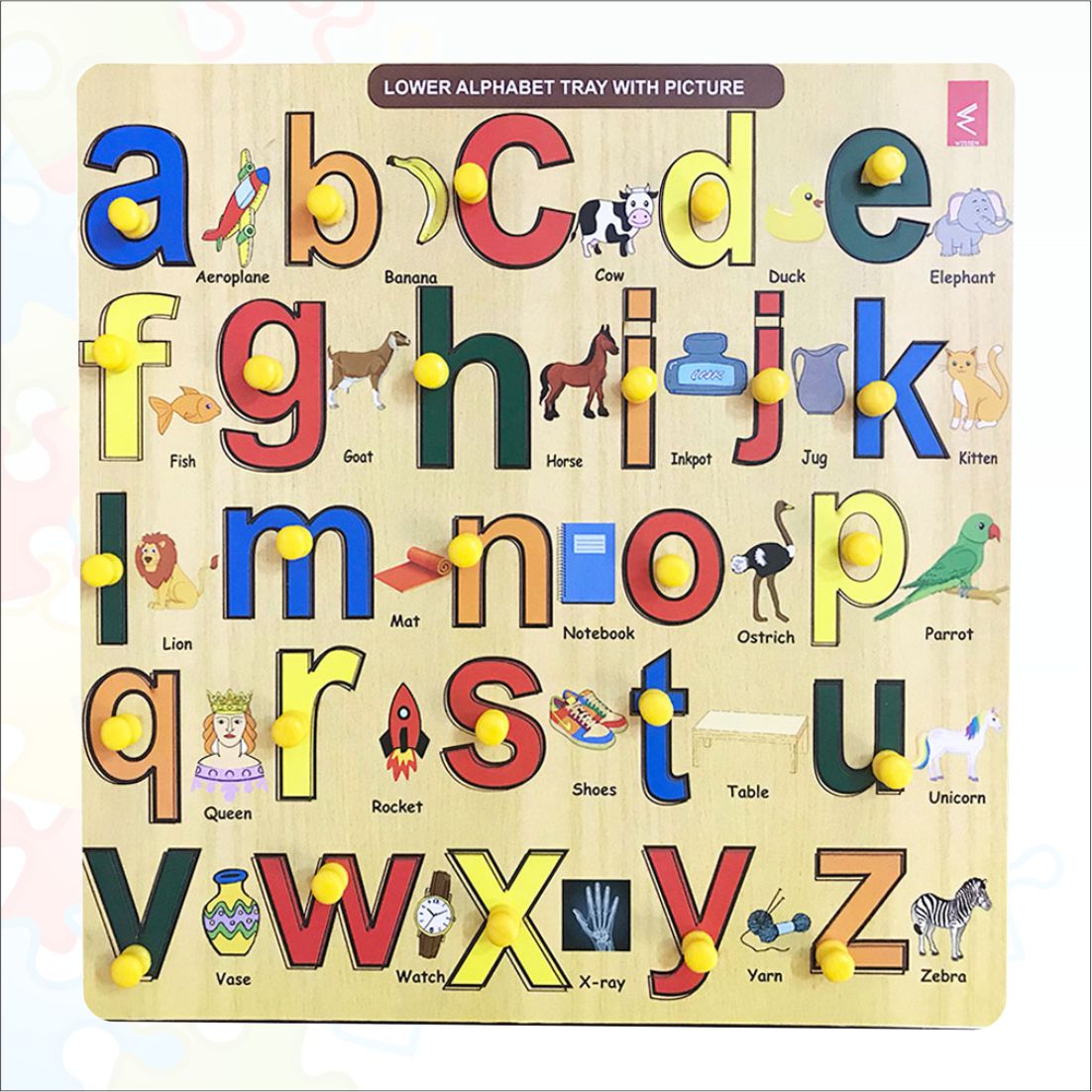 Wooden Small Alphabet Peg Board Puzzle- 12*12 inch