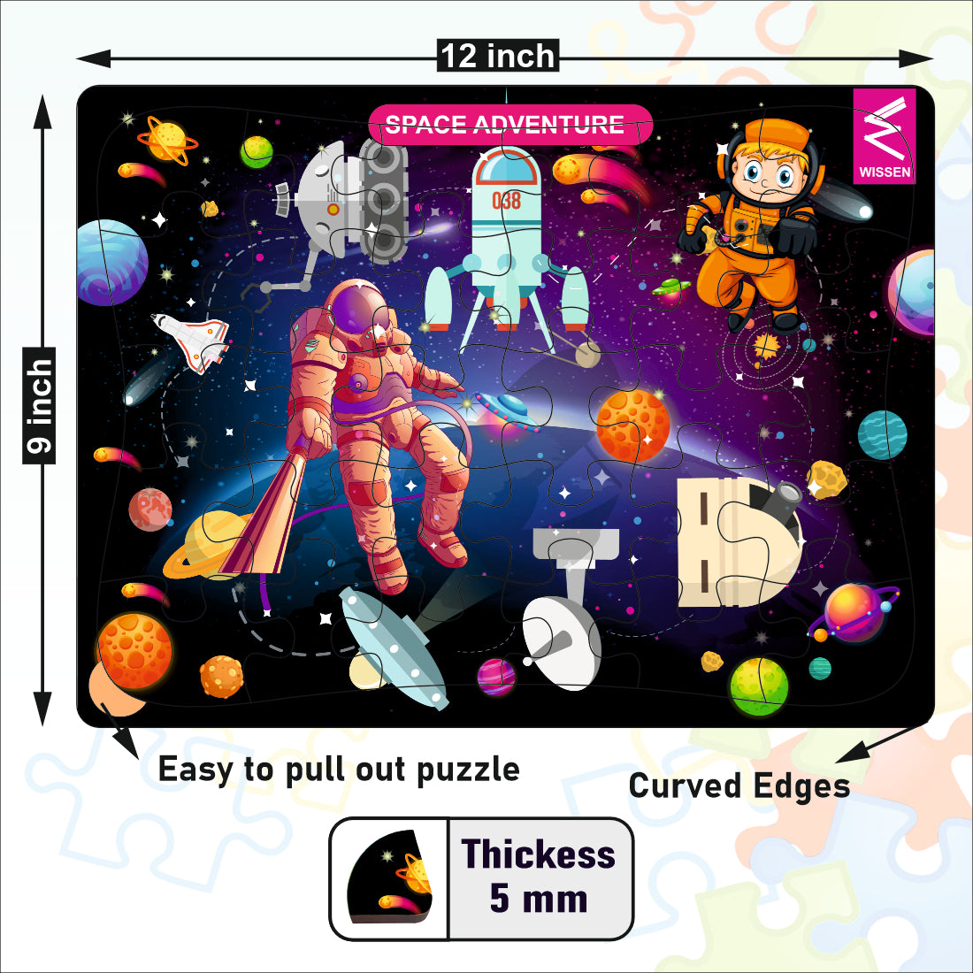 Wooden Jigsaw puzzle -12*9 inch- Space theme