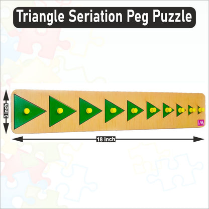 Wooden Triangle Seriation Peg Board Puzzle- 18*4 inch