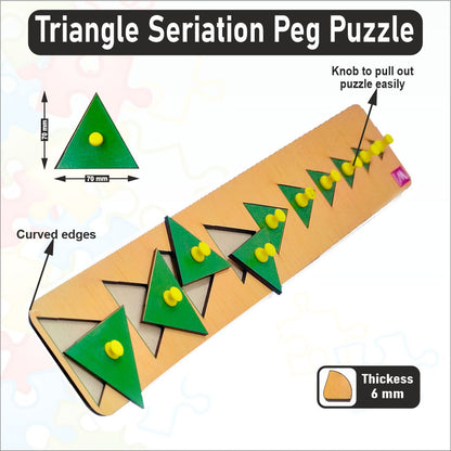 Wooden Triangle Seriation Peg Board Puzzle- 18*4 inch