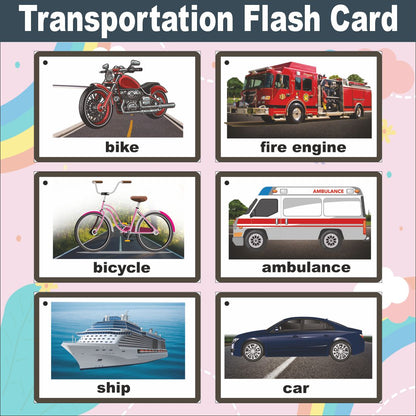 Wooden (MDF) Transportation  Learning Flash card with lacing thread.