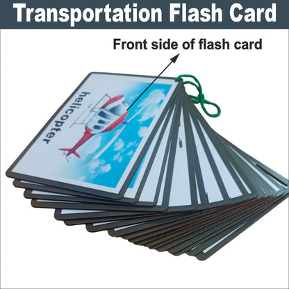 Wooden (MDF) Transportation  Learning Flash card with lacing thread.